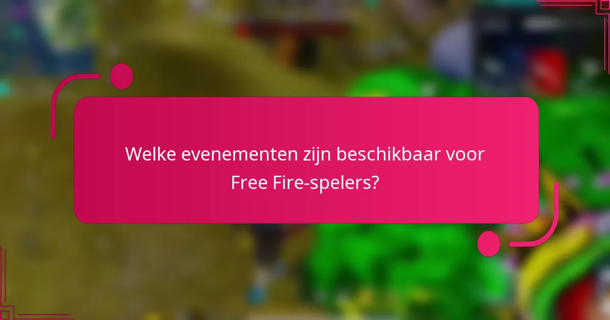 Welke evenementen zijn beschikbaar voor Free Fire-spelers?